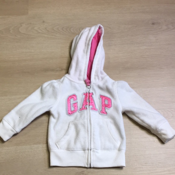 GAP Other - GAP Kids Baby Girl’s White & Pink Fleece 12-18 Months Hoodie Sweatshirt
